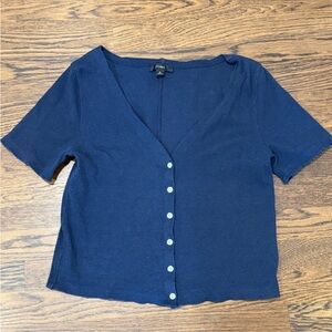 J. Crew Ribbed V-Neck Cardigan Sweater Top